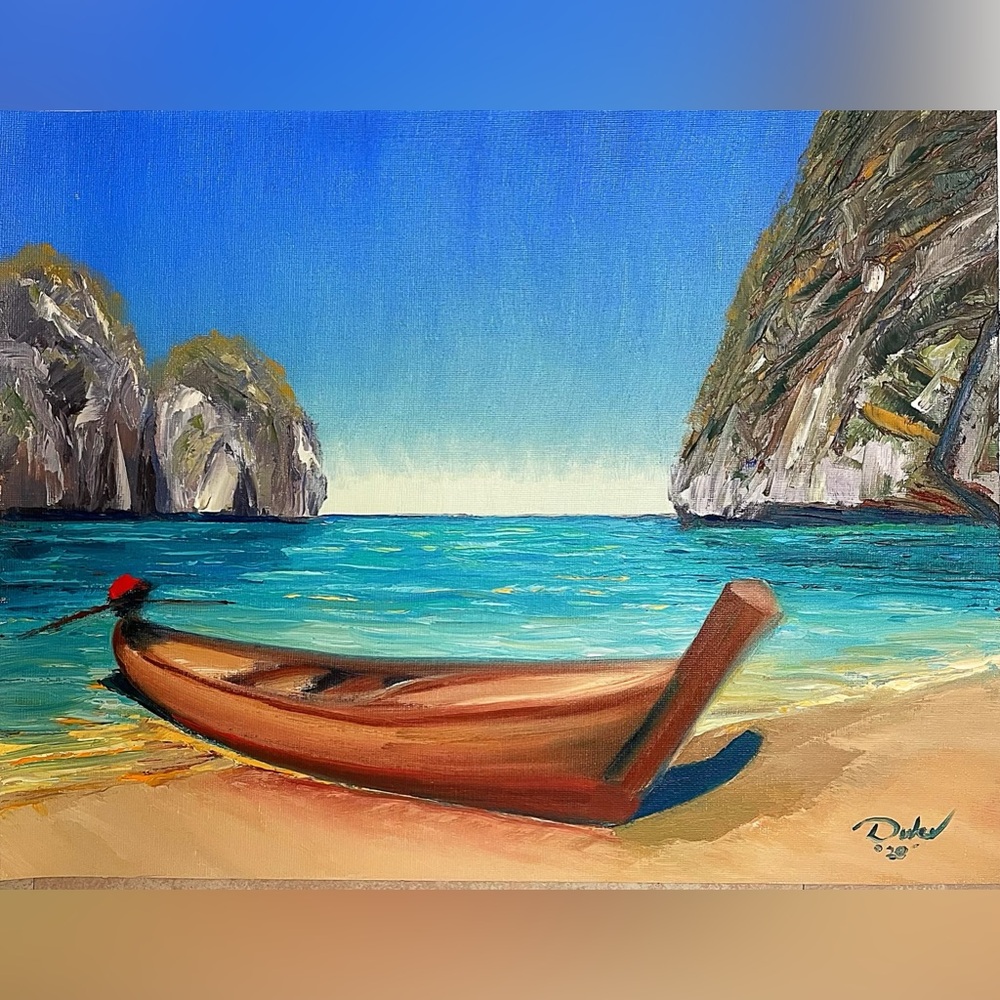 Original Artwork - oil painting on a sheet of canvas of a beautiful landscape